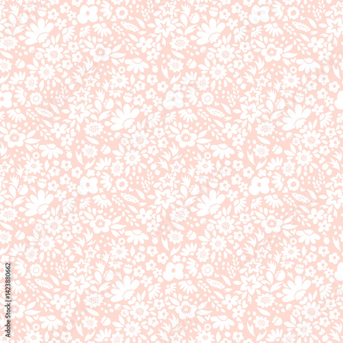 Flower pattern, ditsy floral seamless pattern. Small little flower background. Repeat pattern. Ditsy print. Botanic surface design. Ditsy floral flower pattern for fashion, fabric, wrapping, decor