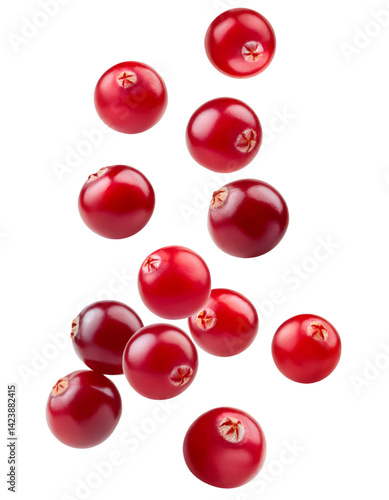 Obraz na płótnie Vibrant red cranberries dropping, splashing against clean transparent surface with fresh, dynamic motion w salonie