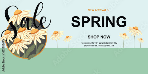 Spring Sale: New Arrivals with Floral Accents and Bold Typography
