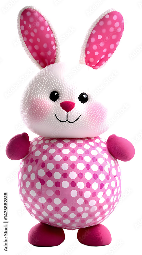 Obraz premium Cute Cartoon Bunny Isolated on Transparent Background in Pink and White