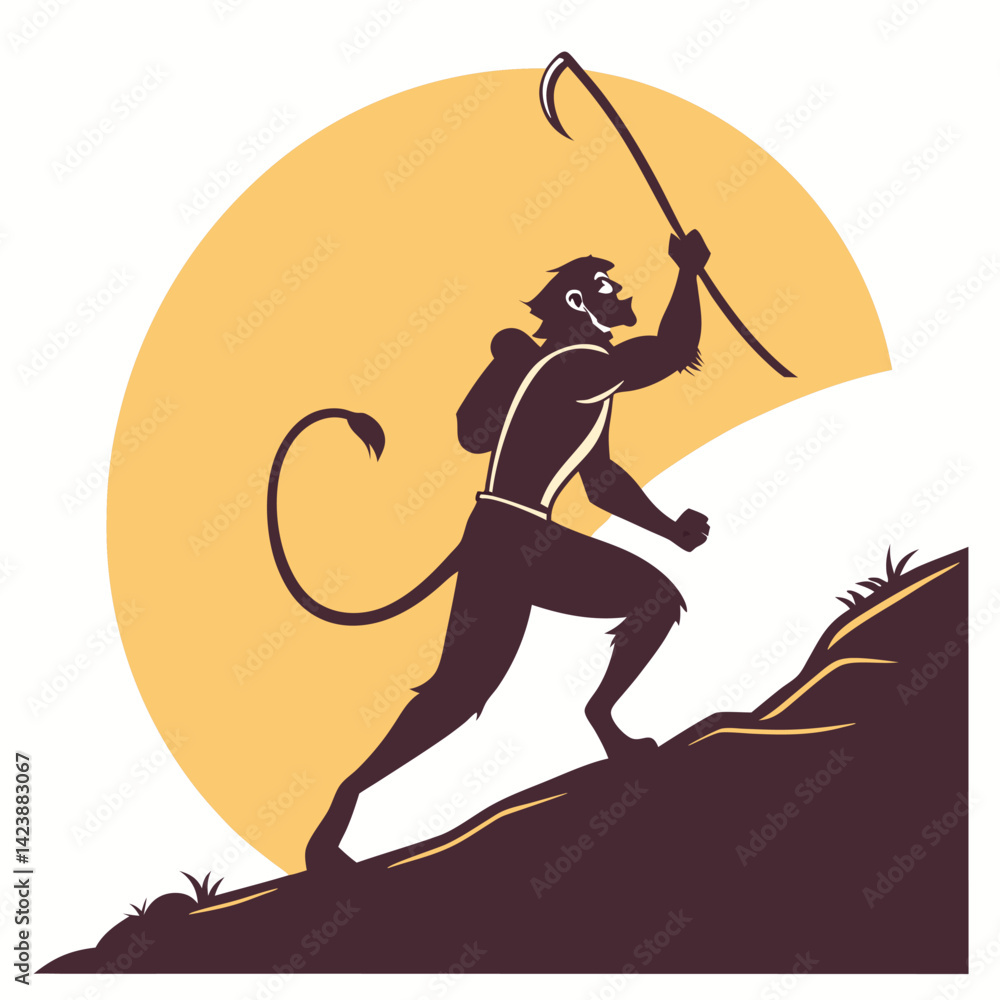 Obraz premium lord-hanuman-hindu-god-silhouette-vector 