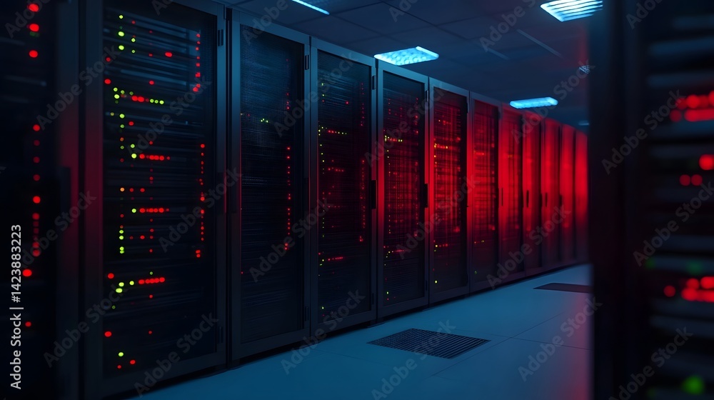 High-Tech Network Setup with Digital Overlay, Futuristic Smart Infrastructure Concept High-Tech Network Setup with Digital Overlay, Futuristic Smart Infrastructure Concept