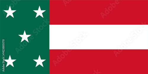 The official flag of the Mexican state of Yucatán, accurately proportioned and featuring its official colors. Vector illustration.