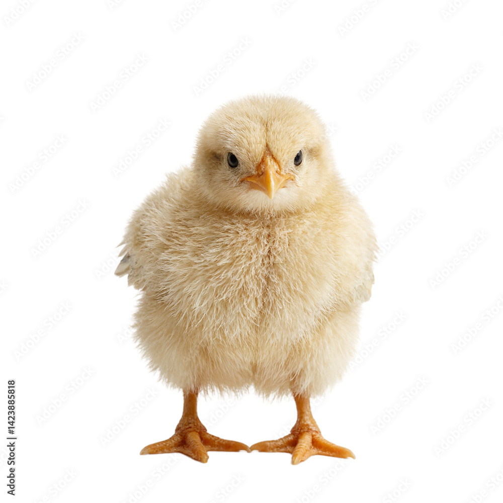 Fototapeta premium Isolated fluffy turkey chick headshot looking confused