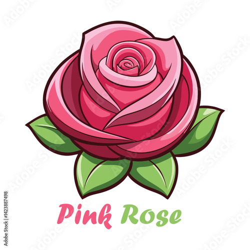 33 Rose vactor Valentine Roses .Traditional watercolor Close-up of pink rose