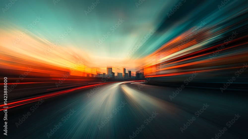 Sunset Cityscape: A High-Speed Drive Through Urban Lights Sunset Cityscape: A High-Speed Drive Through Urban Lights