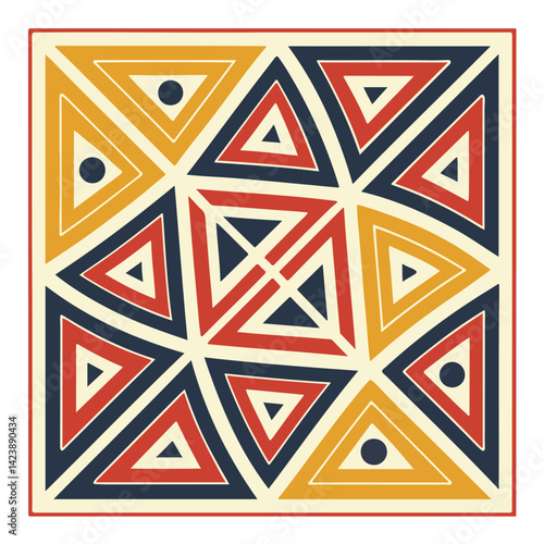 Abstract Tribal Geometric Pattern – Bold Triangle Vector Design with Vintage Colors