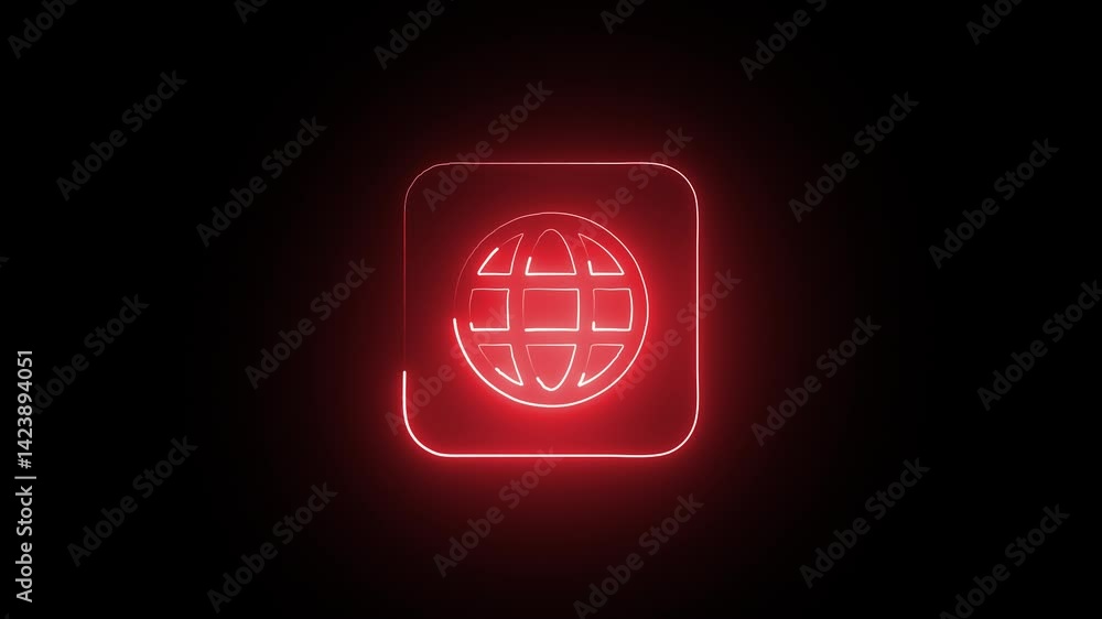 Glowing red color neon Web icon loop animation, glowing neon Web logo animation 4k video on black background, with alpha. Glowing red color neon Web icon loop animation, glowing neon Web logo animation 4k video on black background, with alpha.