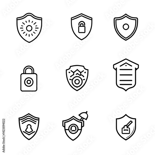 セキュリティとシールドのアイコンセット｜Security and Shield Icon Set