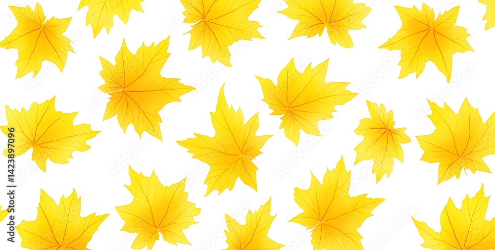 A seamless pattern of yellow maple leaves A seamless pattern of yellow maple leaves