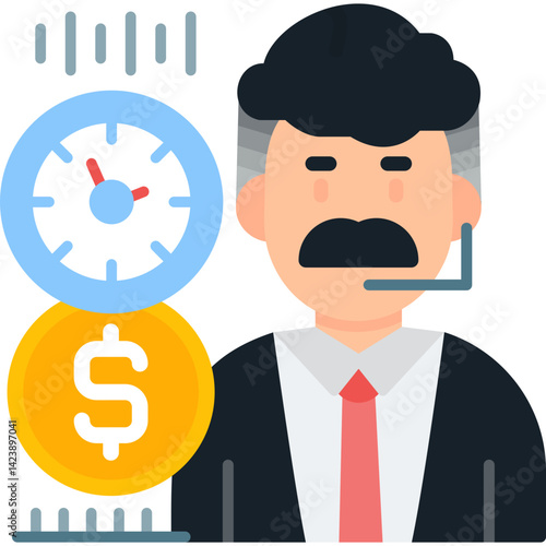 24 Hours Earning Icon Vector Element