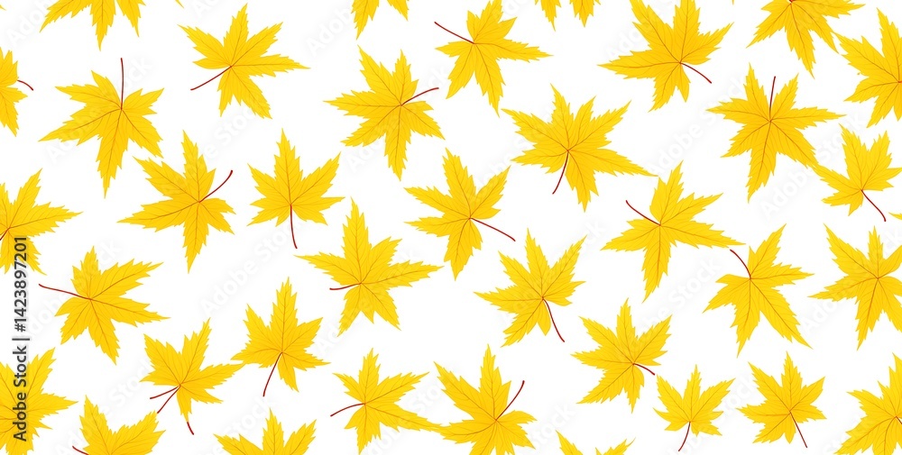 A seamless pattern of yellow maple leaves A seamless pattern of yellow maple leaves