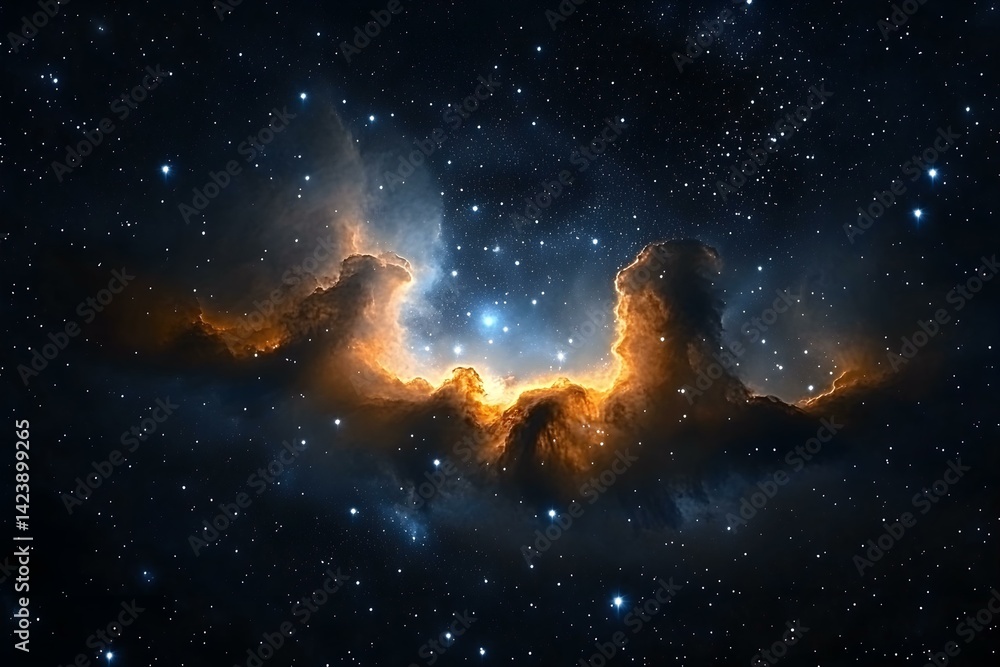 Obraz premium Luminous Night Sky with Glowing Nebula and Twinkling Stars in Cosmic Vastness