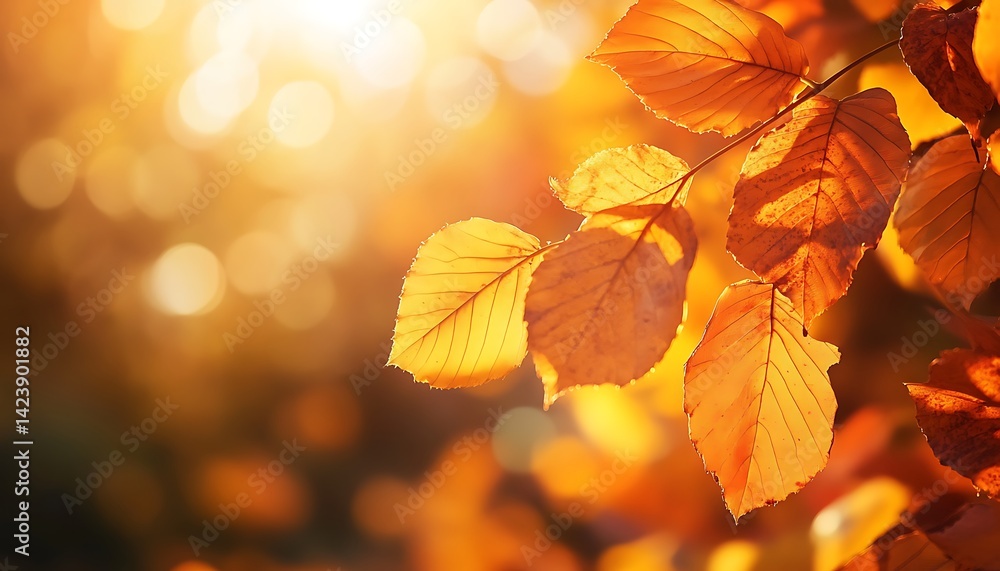 Autumn background with orange, yellow and red fall leaves in park and against a blue sky Autumn background with orange, yellow and red fall leaves in park and against a blue sky