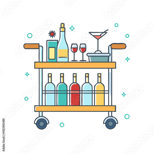 bar cart icon, bar cart vector illustration-simple illustration of bar cart, perfect for bar cart logos and icons