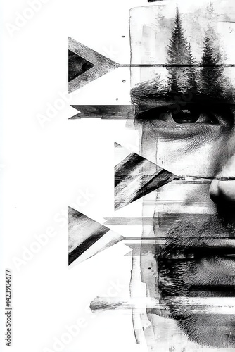 Wallpaper Mural Double Exposure Portrait Illustrating Leadership in Business and Personal Growth with Abstract Elements Torontodigital.ca