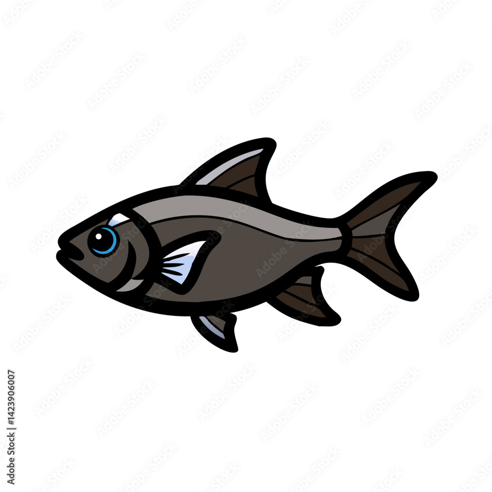 Obraz premium black skirt tetra fish icon, black skirt tetra fish vector illustration-simple illustration of black skirt tetra fish, perfect for black skirt tetra fish logos and icons