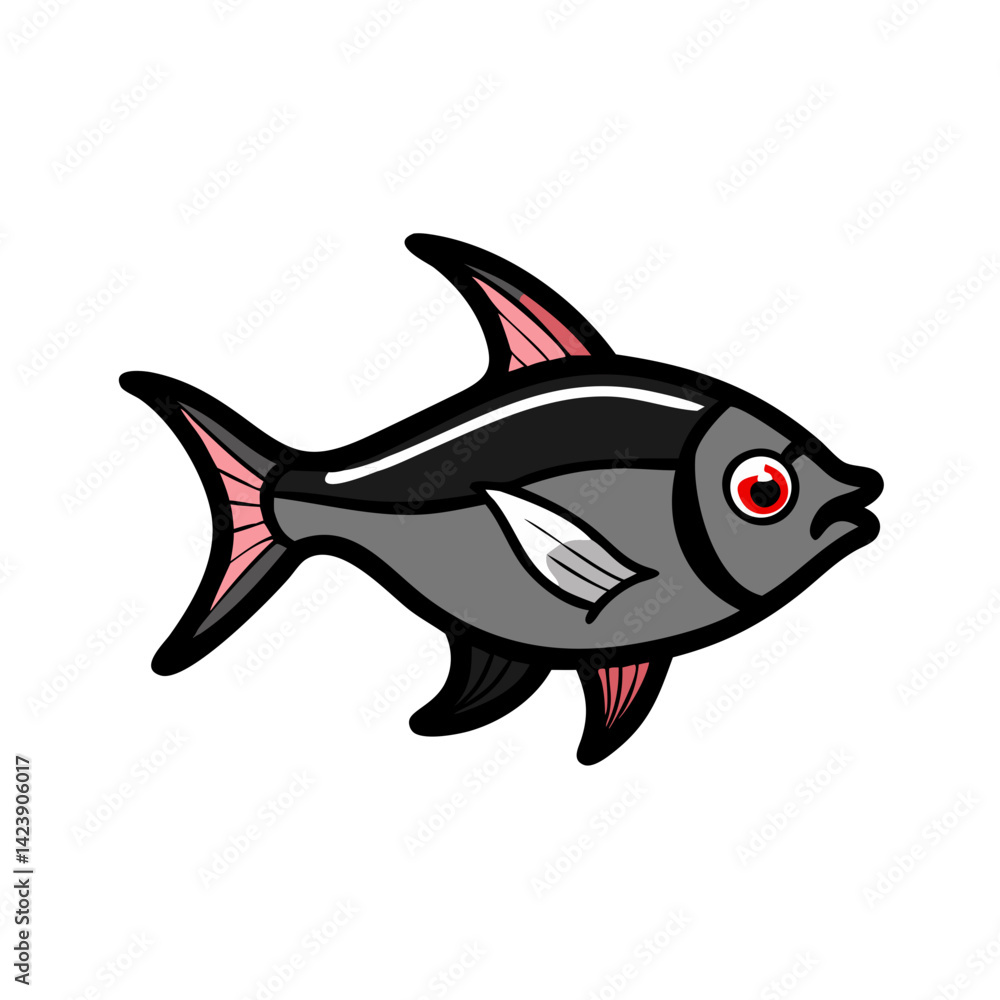 Fototapeta premium black skirt tetra fish icon, black skirt tetra fish vector illustration-simple illustration of black skirt tetra fish, perfect for black skirt tetra fish logos and icons