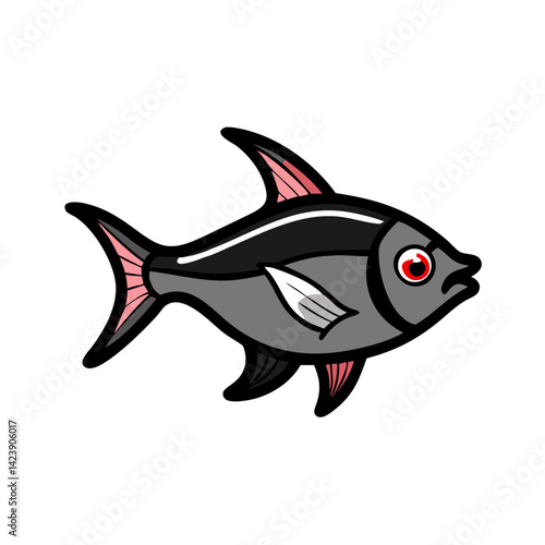 black skirt tetra fish icon, black skirt tetra fish vector illustration-simple illustration of black skirt tetra fish, perfect for black skirt tetra fish logos and icons