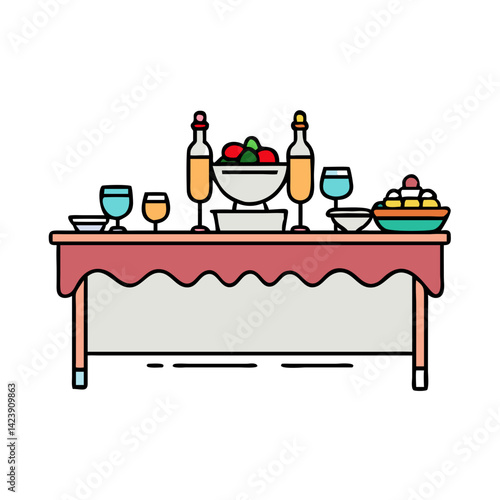 buffet table icon, buffet table vector illustration-simple illustration of buffet table, perfect for buffet table logos and icons