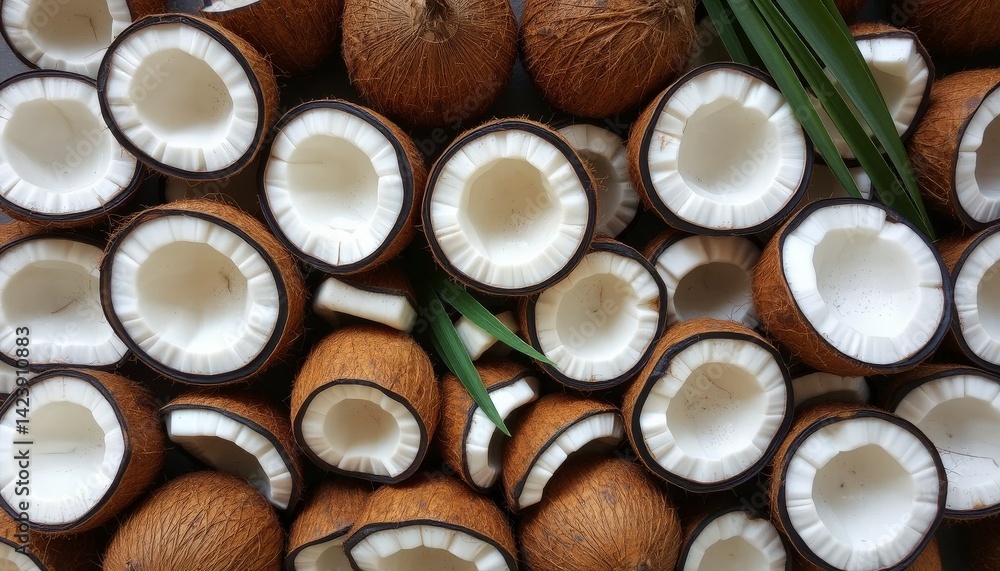 Exquisite Natural Shells with Smooth White Interiors and Green Leaves Exquisite Natural Shells with Smooth White Interiors and Green Leaves