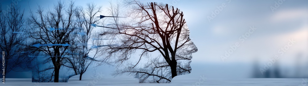 Creative Double Exposure Composition Illustrating Leadership and Personal Growth Amidst Nature Elements Creative Double Exposure Composition Illustrating Leadership and Personal Growth Amidst Nature Elements