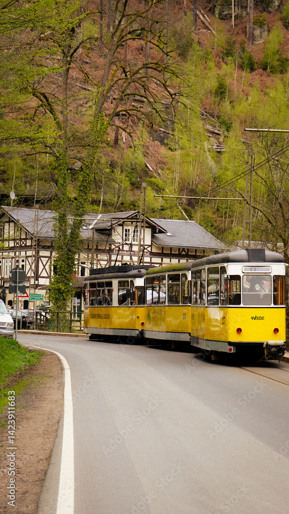 Obraz premium Straßenbahn in der Sächsische Schweiz 