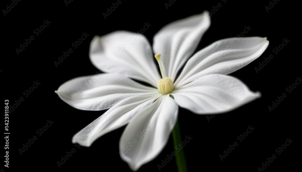 Fototapeta premium Elegant White Flower Isolated on Black Background for Nature Themes