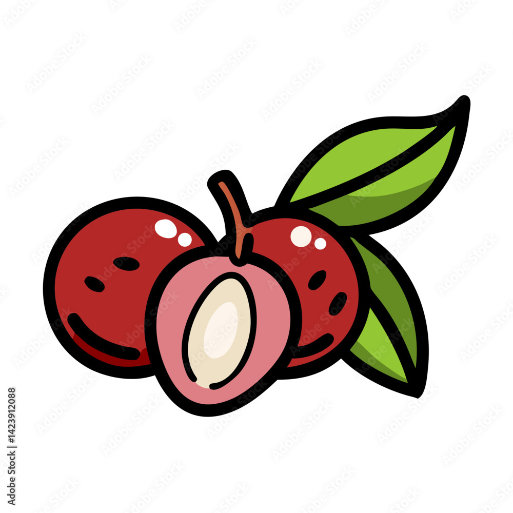 Obraz premium camu camu fruit icon, camu camu fruit vector illustration-simple illustration of camu camu fruit, perfect for camu camu fruit logos and icons