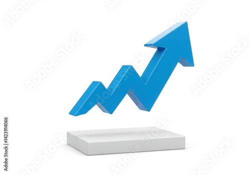 Blue arrow pointing up on white background
