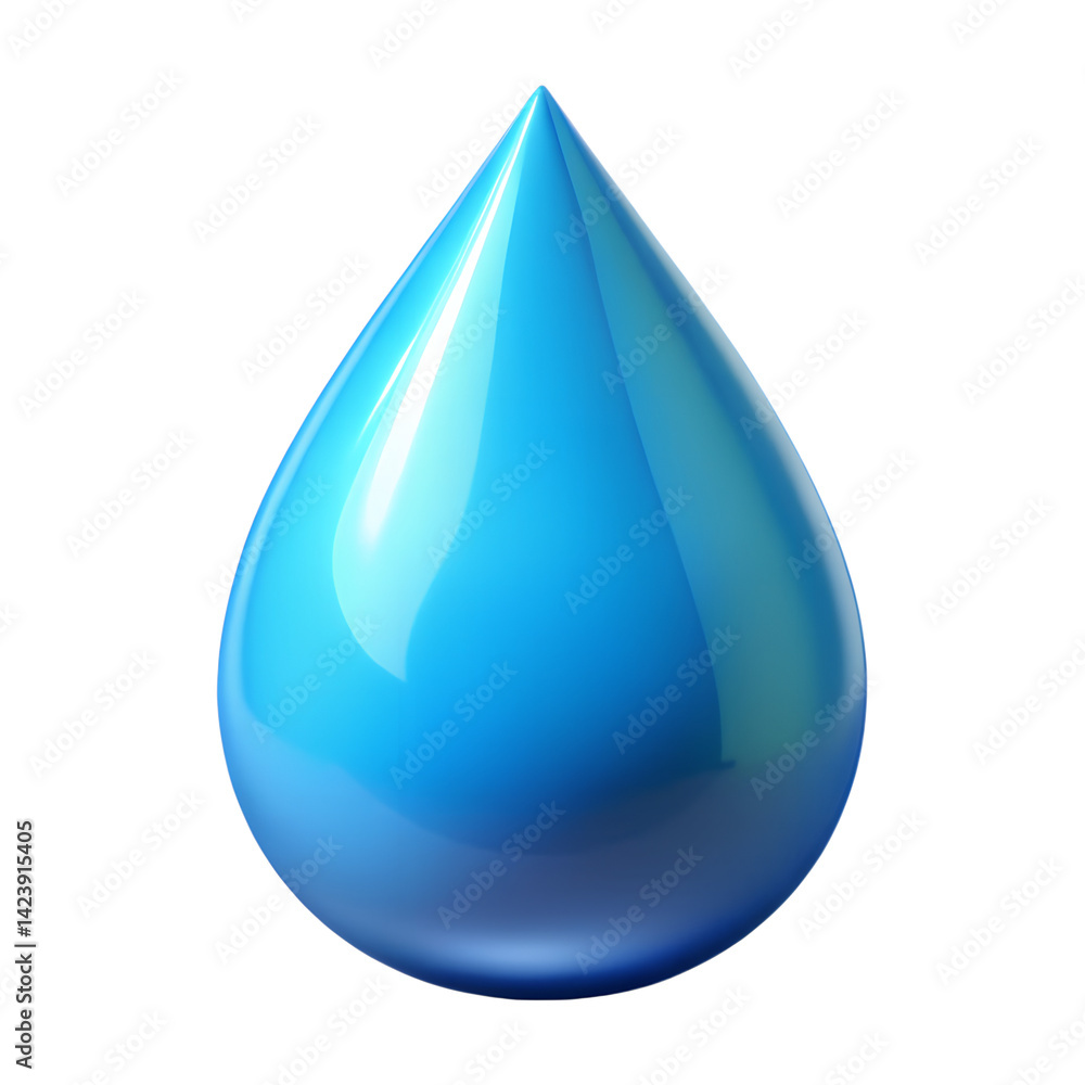 3D Water Drop Icon – Clear Liquid Droplet Isolated on White Background 3D Water Drop Icon – Clear Liquid Droplet Isolated on White Background