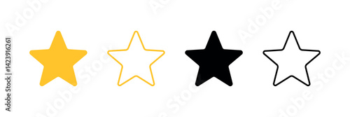 Star vector isolated icon. Collection of golden and black stars. Vector star icons set. Vector illustration on white background
