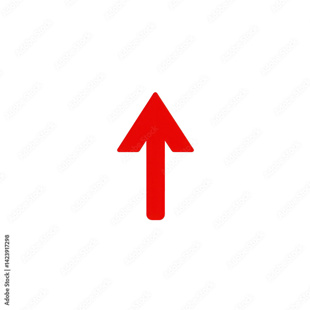 Fototapeta premium bold red arrow pointing upwards on transparency background, symbolizing direction or movement. simplicity and contrast make it striking visual element