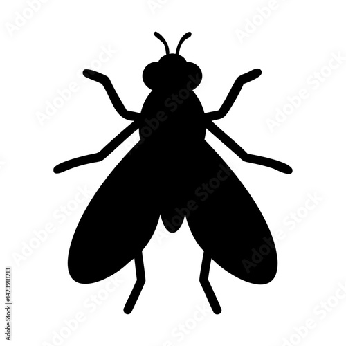 Minimalist Black Fly Silhouette Vector for Graphic Design