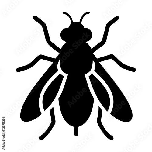 Black Fly Icon Vector outline or line art on Transparent Background