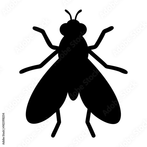 Black Fly Icon Vector outline or line art on Transparent Background