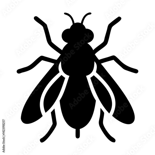 Black fly icon silhouette vector illustration isolated on transparent background