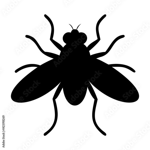 Minimalist Black Fly Silhouette Vector for Graphic Design