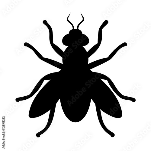 Black Fly Icon Vector outline or line art on Transparent Background