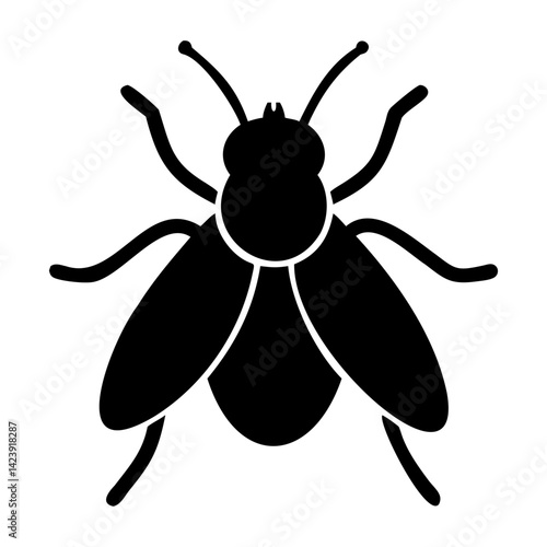 Black Fly Icon Vector outline or line art on Transparent Background