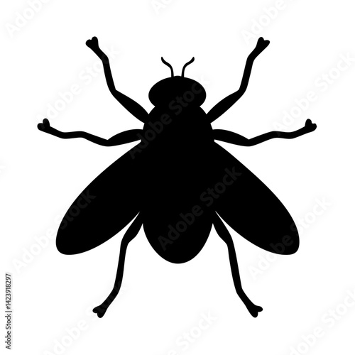 Black Fly Icon Silhouette Vector Isolated on Transparent Background