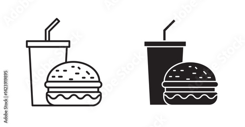 Hamburger and soft drink cup icon