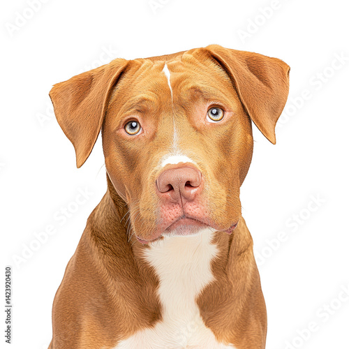 Wallpaper Mural brown and white dog with expressive eyes and gentle expression sits against plain background, showcasing its short fur and floppy ears Torontodigital.ca