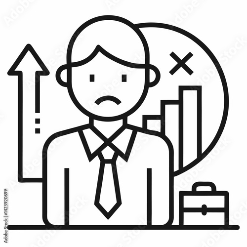 Business Loss outline icon, Economic crisis web icon set in line style. Decrease, layoff, job fired, pay cuts, low cost