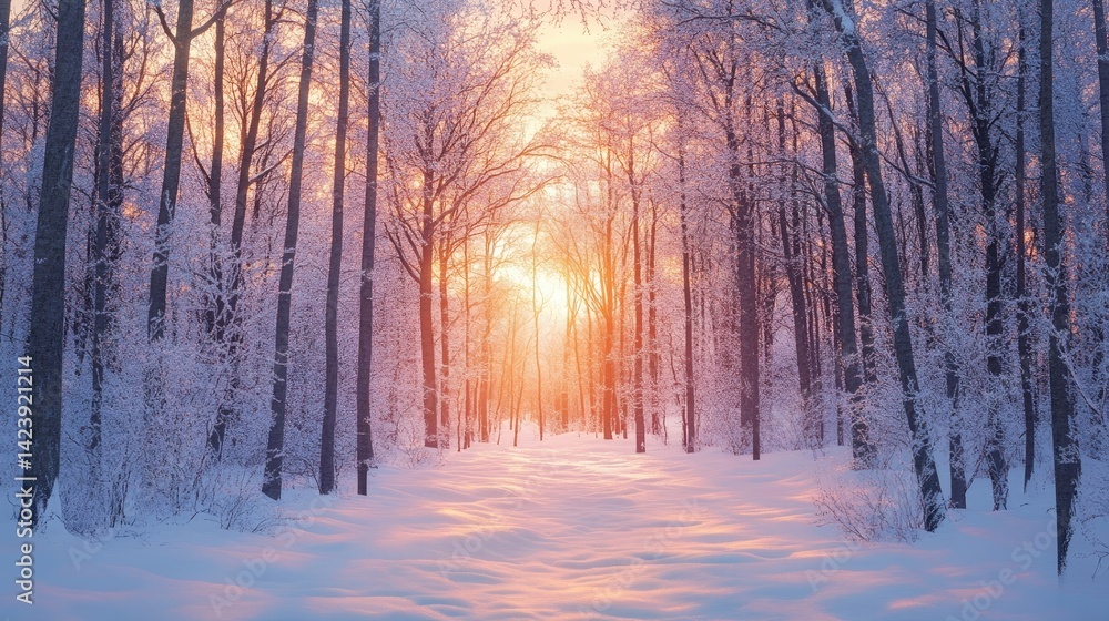 Digital painting of winter solstice in an isolated snowy forest Digital painting of winter solstice in an isolated snowy forest