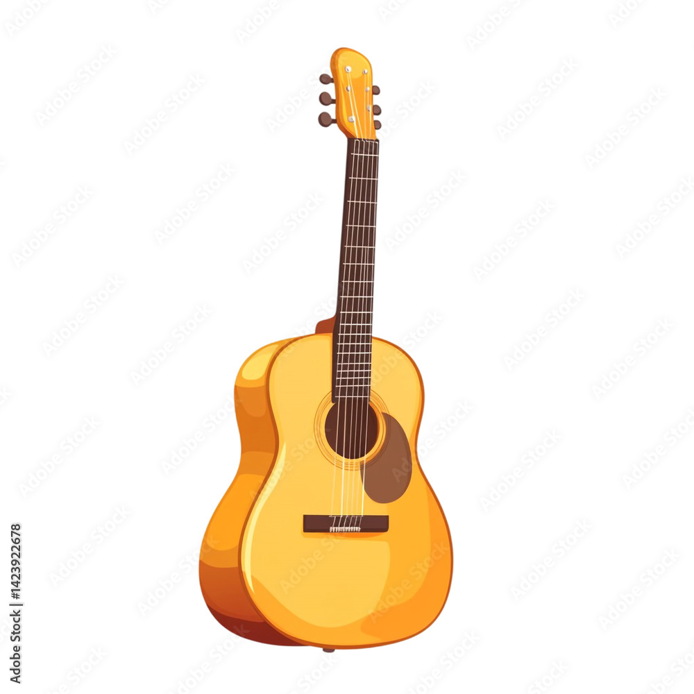 Obraz premium A yellow acoustic guitar illustration a musical instrument perfect for playing music