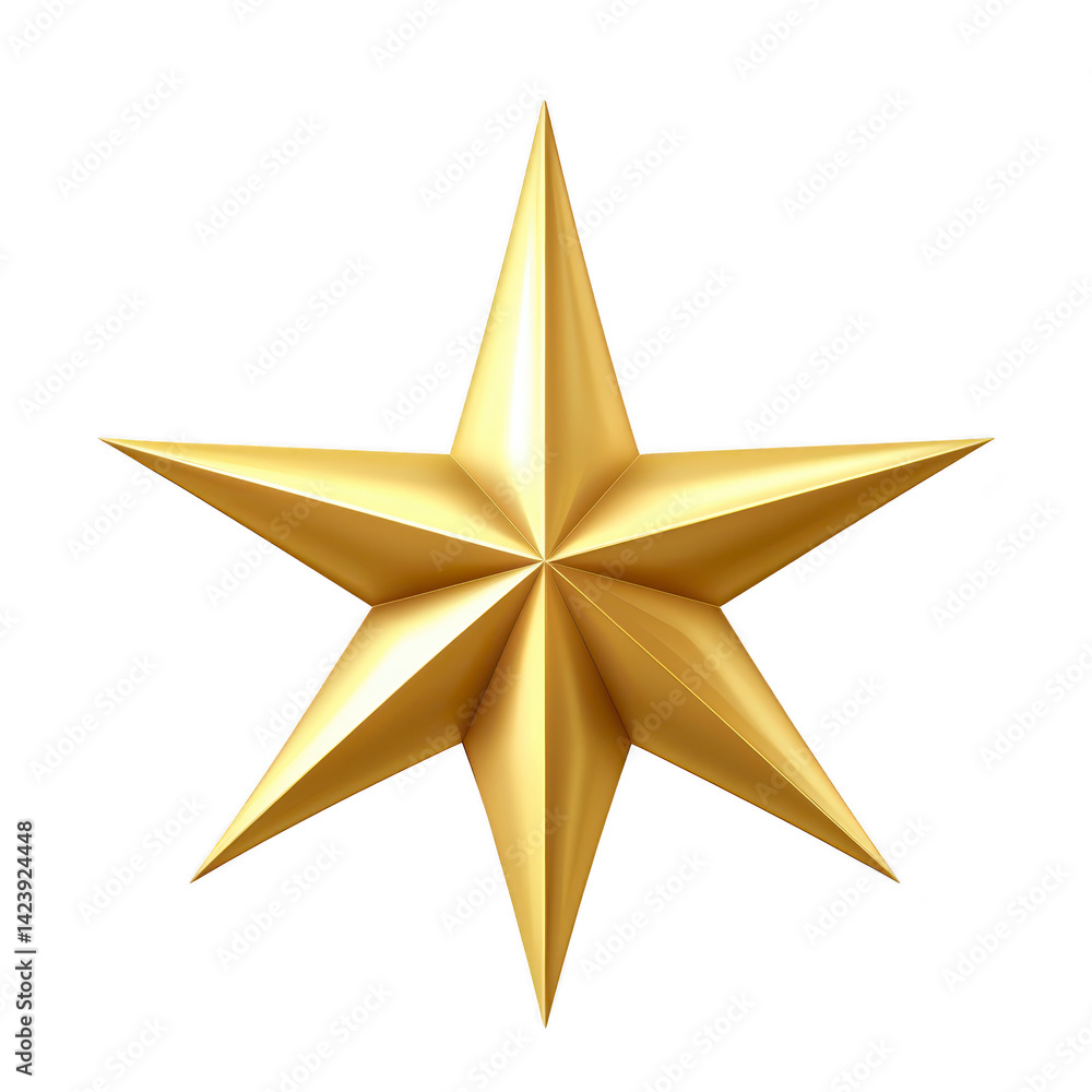 Obraz premium shiny, golden, five pointed star with 3D appearance is set against transparent background, symbolizing excellence and achievement