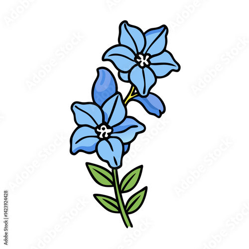 delphinium flower icon, delphinium flower vector illustration-simple illustration of delphinium flower, perfect for delphinium flower logos and icons
