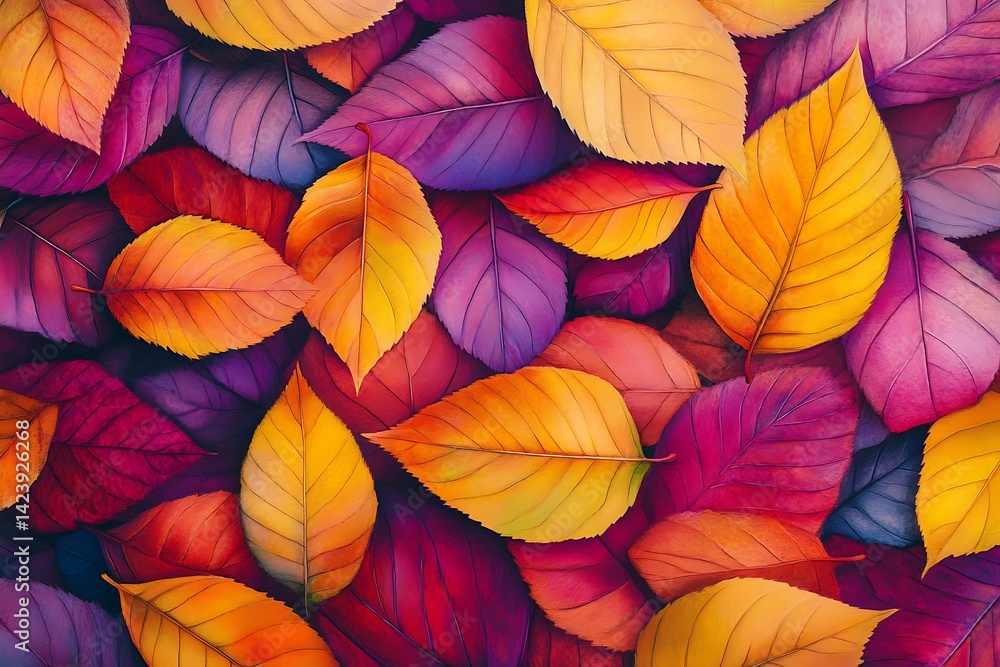 Carpet print of colorful autumn leaves