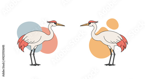 Crane Pair Duet: Majestic cranes in a synchronized dance, celebrating nature’s rituals